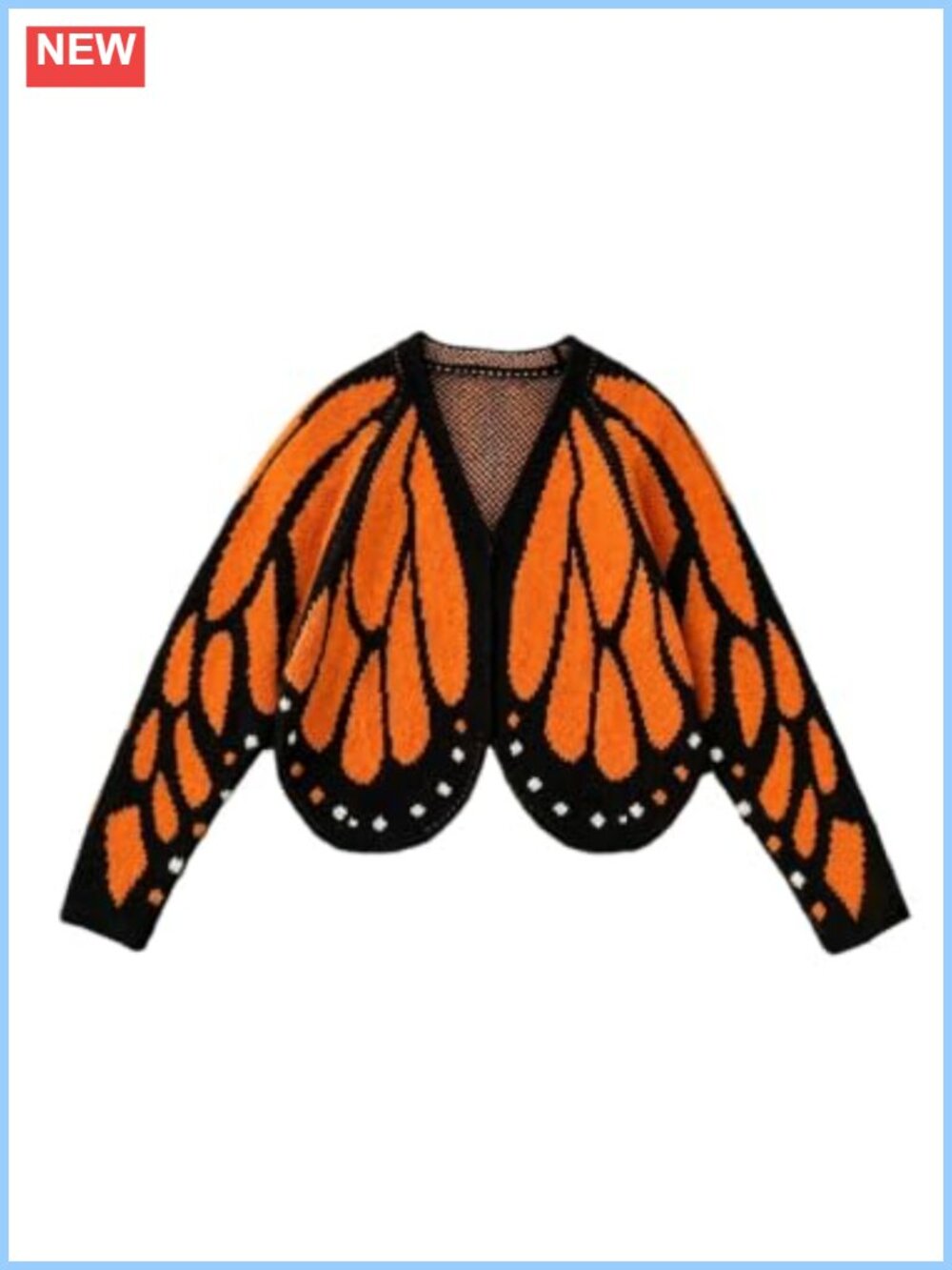 Butterfly Asymmetrical Cardigan V-Neck Knit Sweater Fall Outerwear